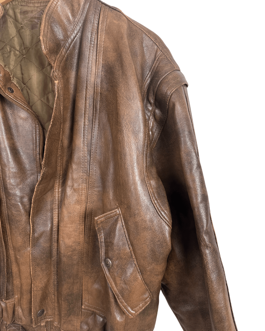 Vintage Convertible 2 - in - 1 Genuine Leather Jacket & Vest - Funkify