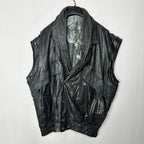 Vintage Convertible 2in1 Genuine Leather Jacket & Vest Large - Funkify