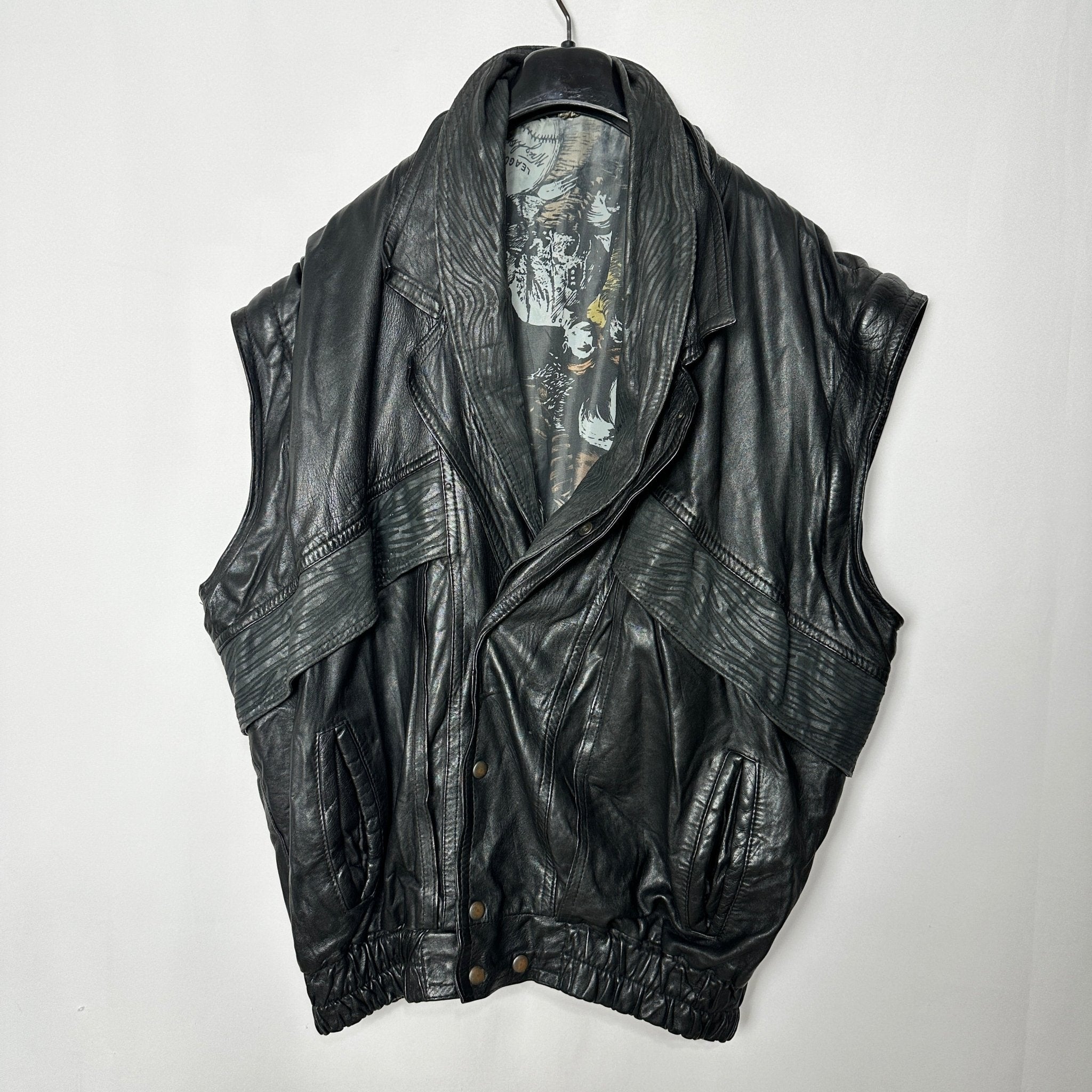Vintage Convertible 2in1 Genuine Leather Jacket & Vest Large - Funkify
