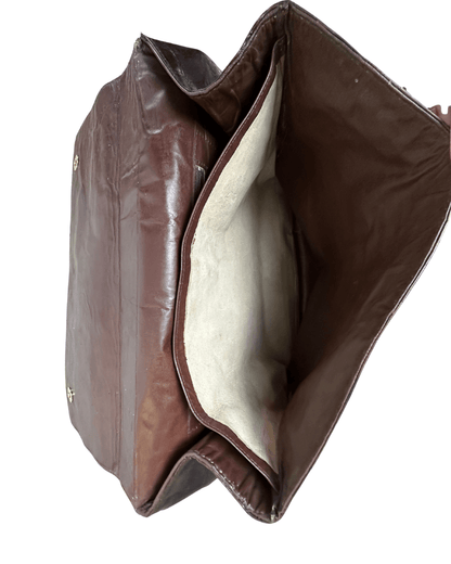 Vintage Croc - Embossed Genuine Leather Top Handle w/ Long Strap Tote - Funkify