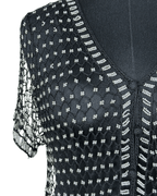 Vintage Crochet Beaded Cardigan Top - Funkify