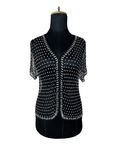 Vintage Crochet Beaded Cardigan Top - Funkify
