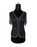 Vintage Crochet Beaded Cardigan Top - Funkify