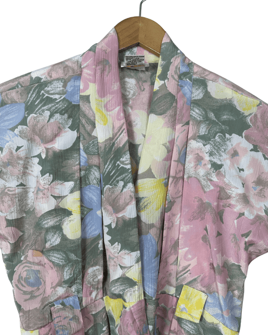 Vintage Darian Pleated Two - Button Blouse - Large - Funkify