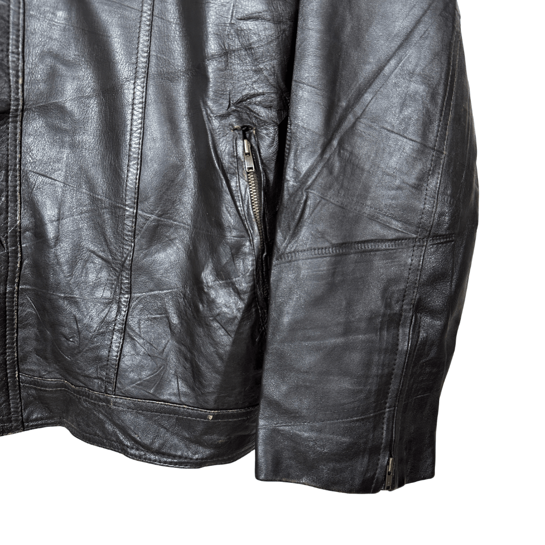 Vintage Dark Brown Genuine Leather Jacket Large - Funkify