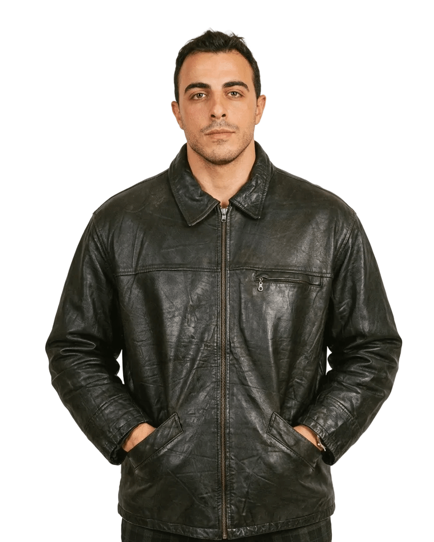 Vintage Dark Brown Genuine Leather Jacket XL - Funkify