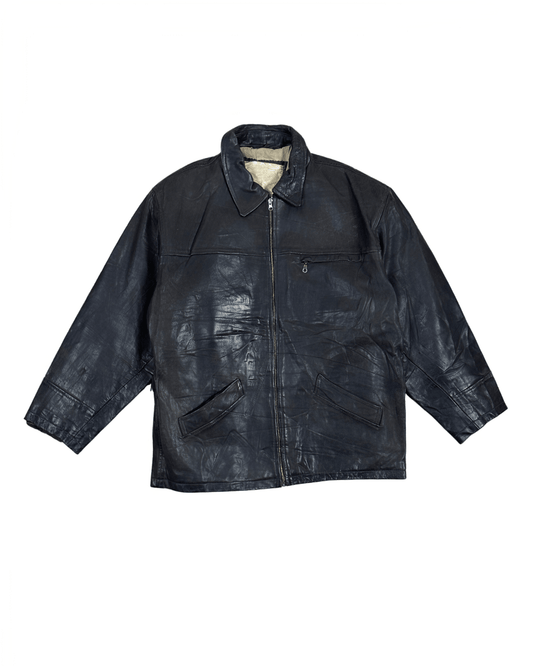 Vintage Dark Brown Genuine Leather Jacket XL - Funkify