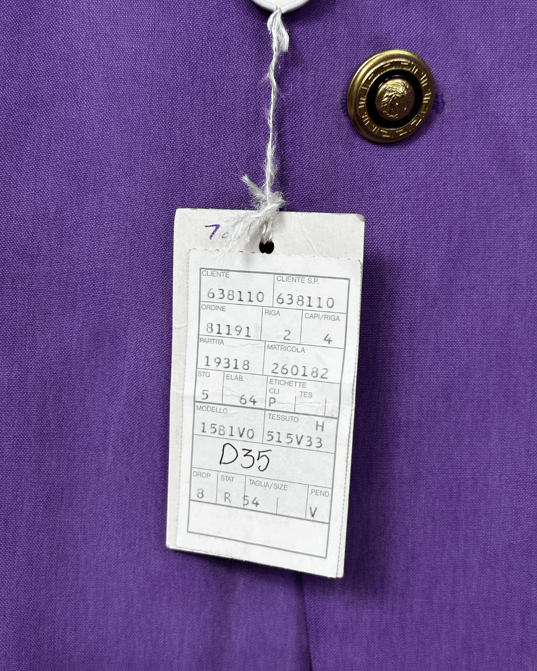 Vintage Deadstock 1990s Gianni Versace Purple Medusa Blazer - Funkify