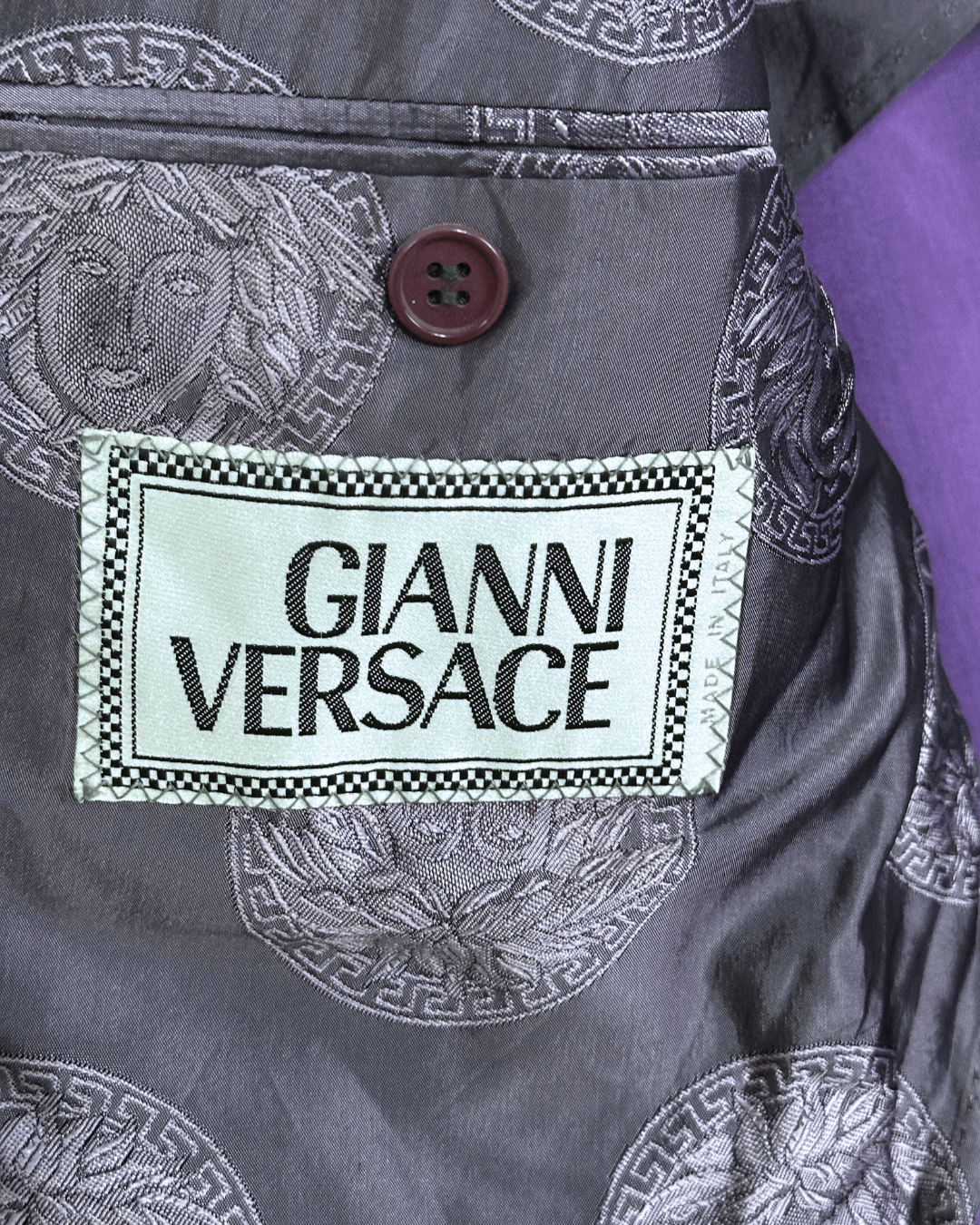 Vintage Deadstock 1990s Gianni Versace Purple Medusa Blazer - Funkify