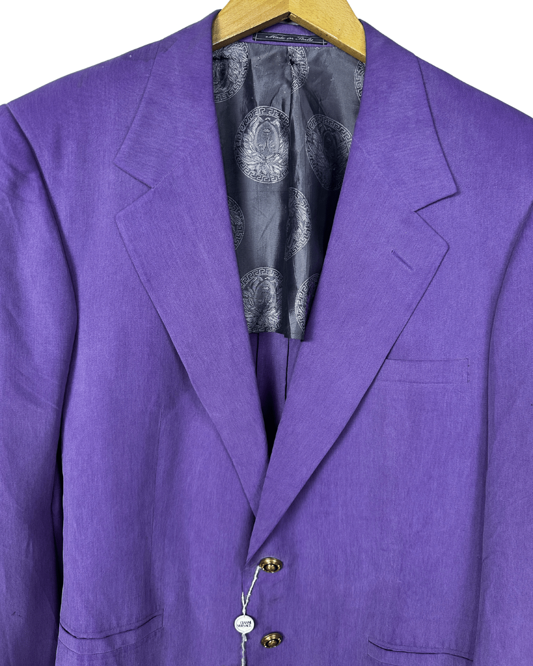 Vintage Deadstock 1990s Gianni Versace Purple Medusa Blazer - Funkify