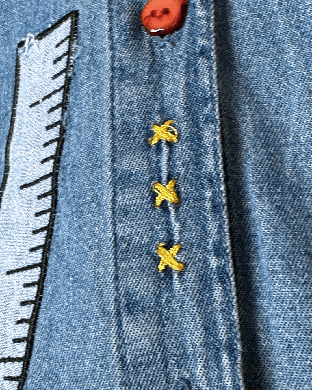 Vintage Denim Shirt with Attached Vest XL - Funkify