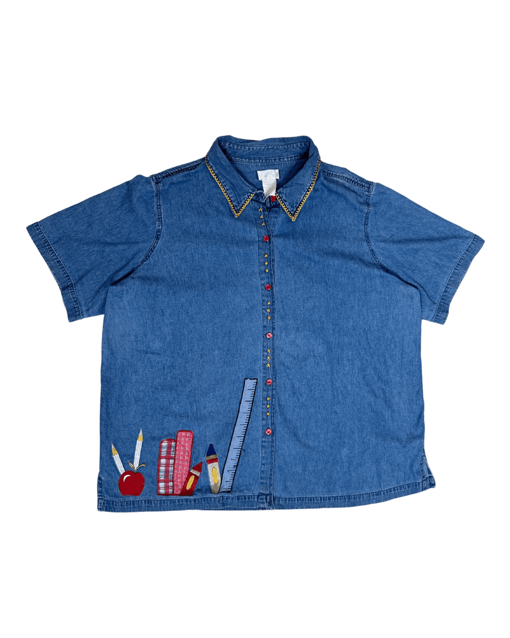 Vintage Denim Shirt with Attached Vest XL - Funkify
