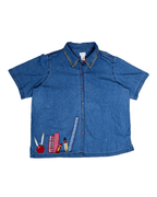 Vintage Denim Shirt with Attached Vest XL - Funkify
