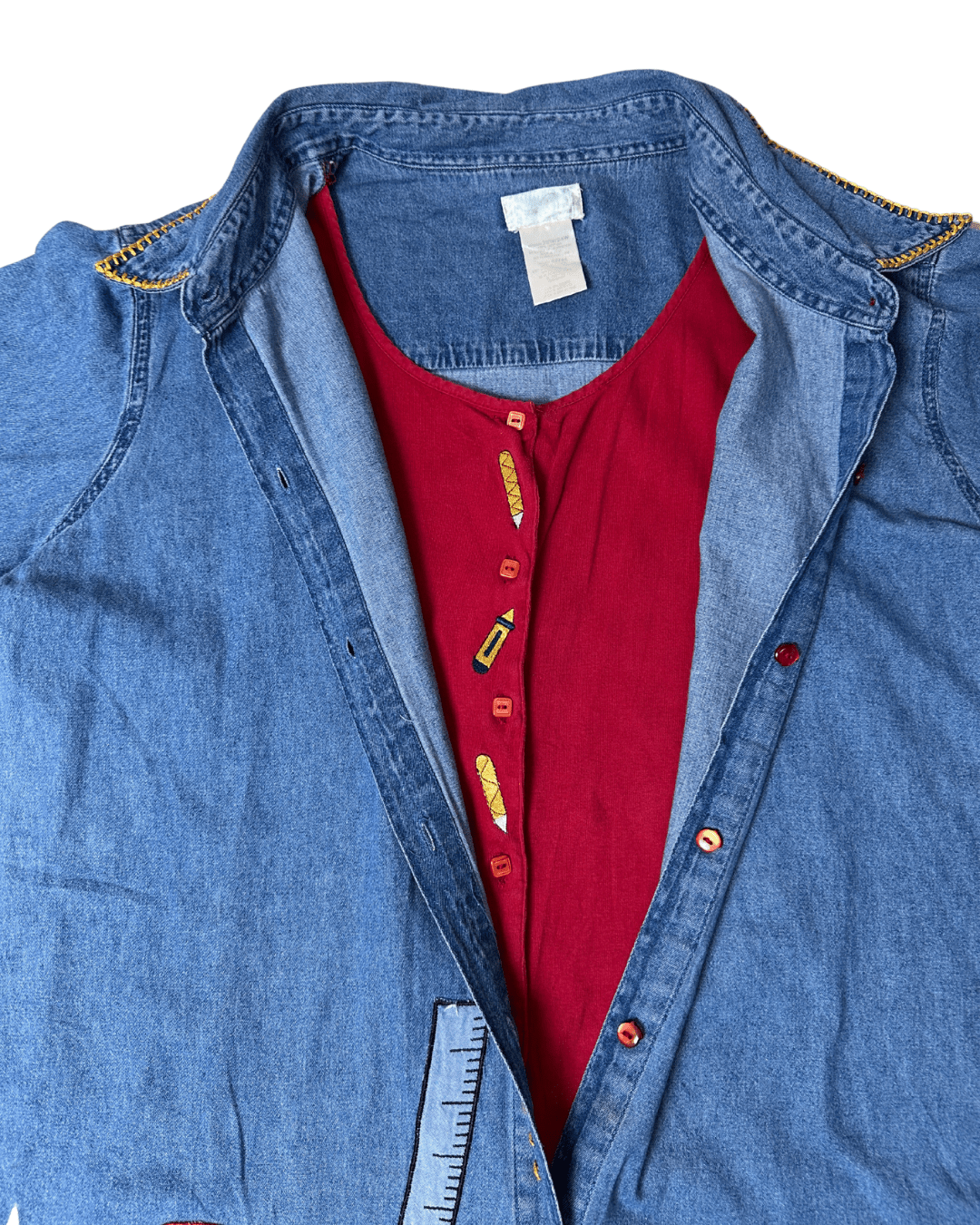 Vintage Denim Shirt with Attached Vest XL - Funkify