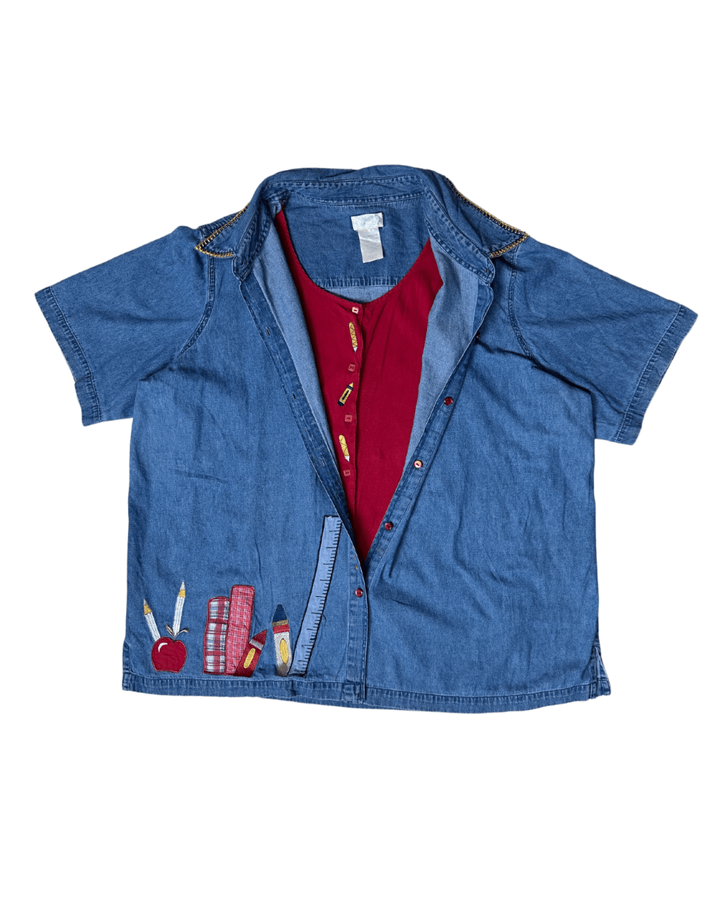 Vintage Denim Shirt with Attached Vest XL - Funkify