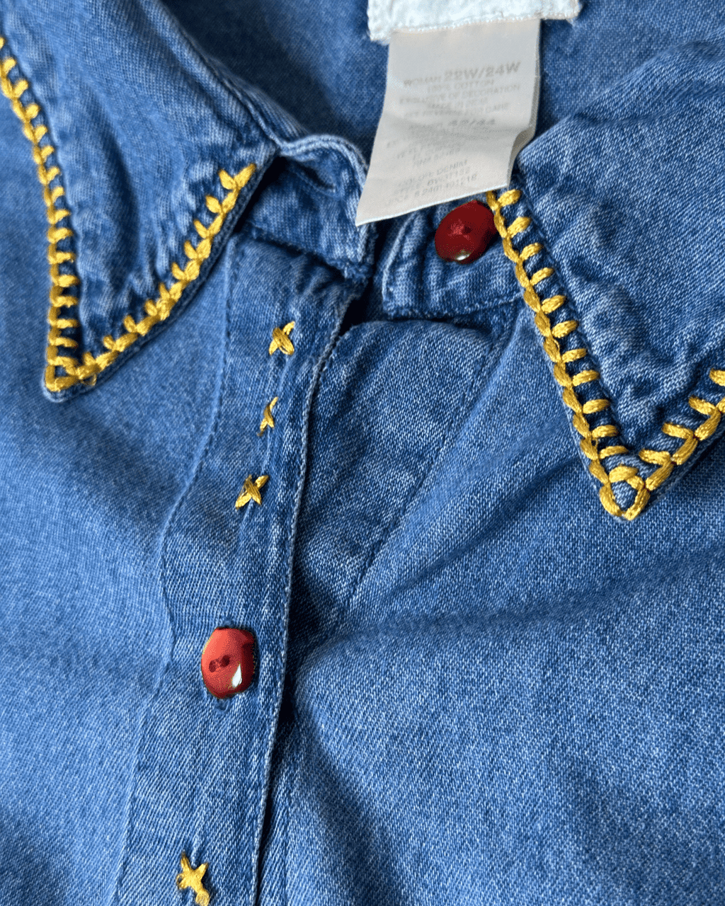 Vintage Denim Shirt with Attached Vest XL - Funkify