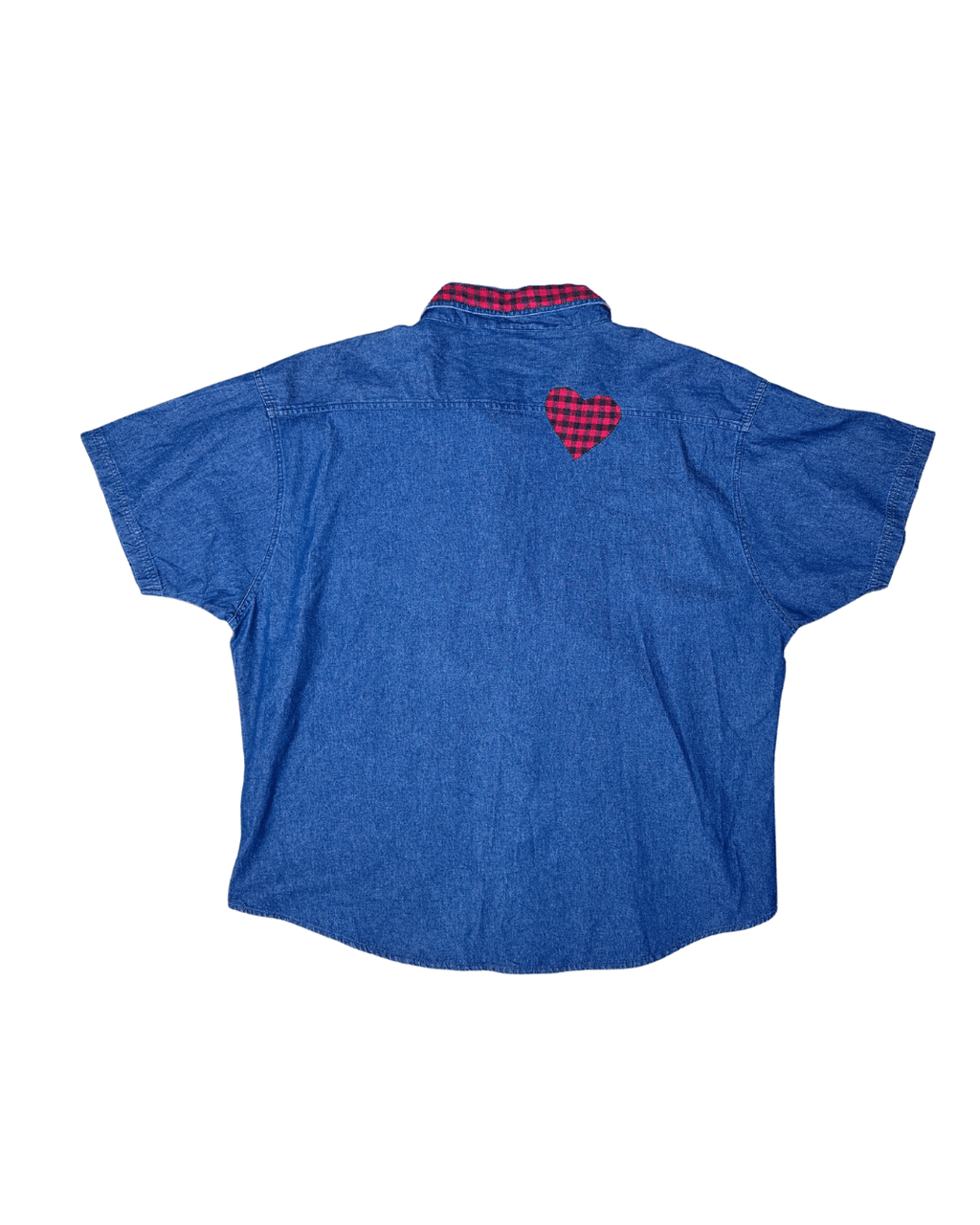 Vintage Denim Shirt with Plaid & Santa Applique Detailing 3XL - Funkify