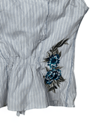 Vintage DEPT Striped Ruffle Blouse with Embroidery – Medium - Funkify