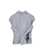 Vintage DEPT Striped Ruffle Blouse with Embroidery – Medium - Funkify