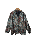 Vintage Doruk Abstract Jacquard Oversized Shirt Jacket with Belt Loops XL - Funkify