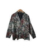 Vintage Doruk Abstract Jacquard Oversized Shirt Jacket with Belt Loops XL - Funkify