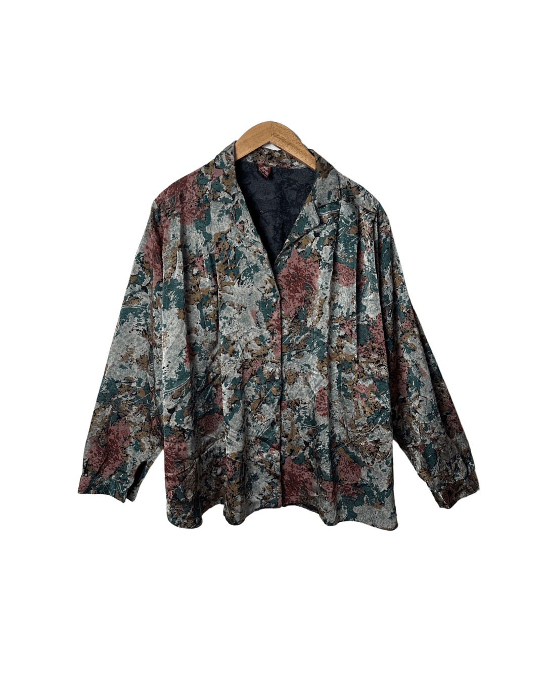 Vintage Doruk Abstract Jacquard Oversized Shirt Jacket with Belt Loops XL - Funkify