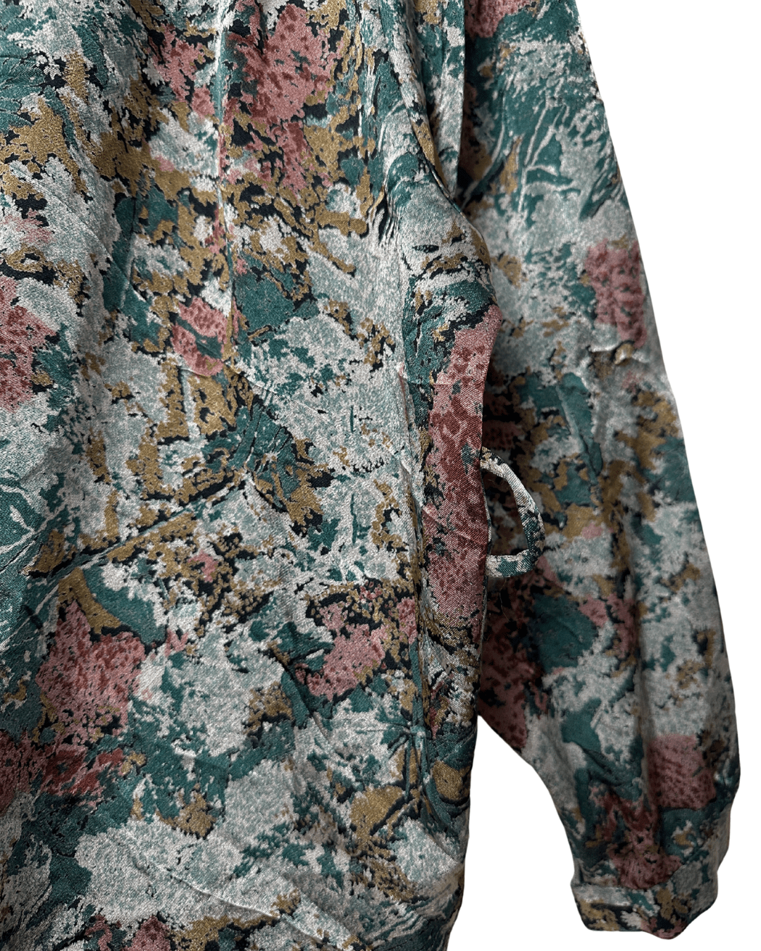 Vintage Doruk Abstract Jacquard Oversized Shirt Jacket with Belt Loops XL - Funkify