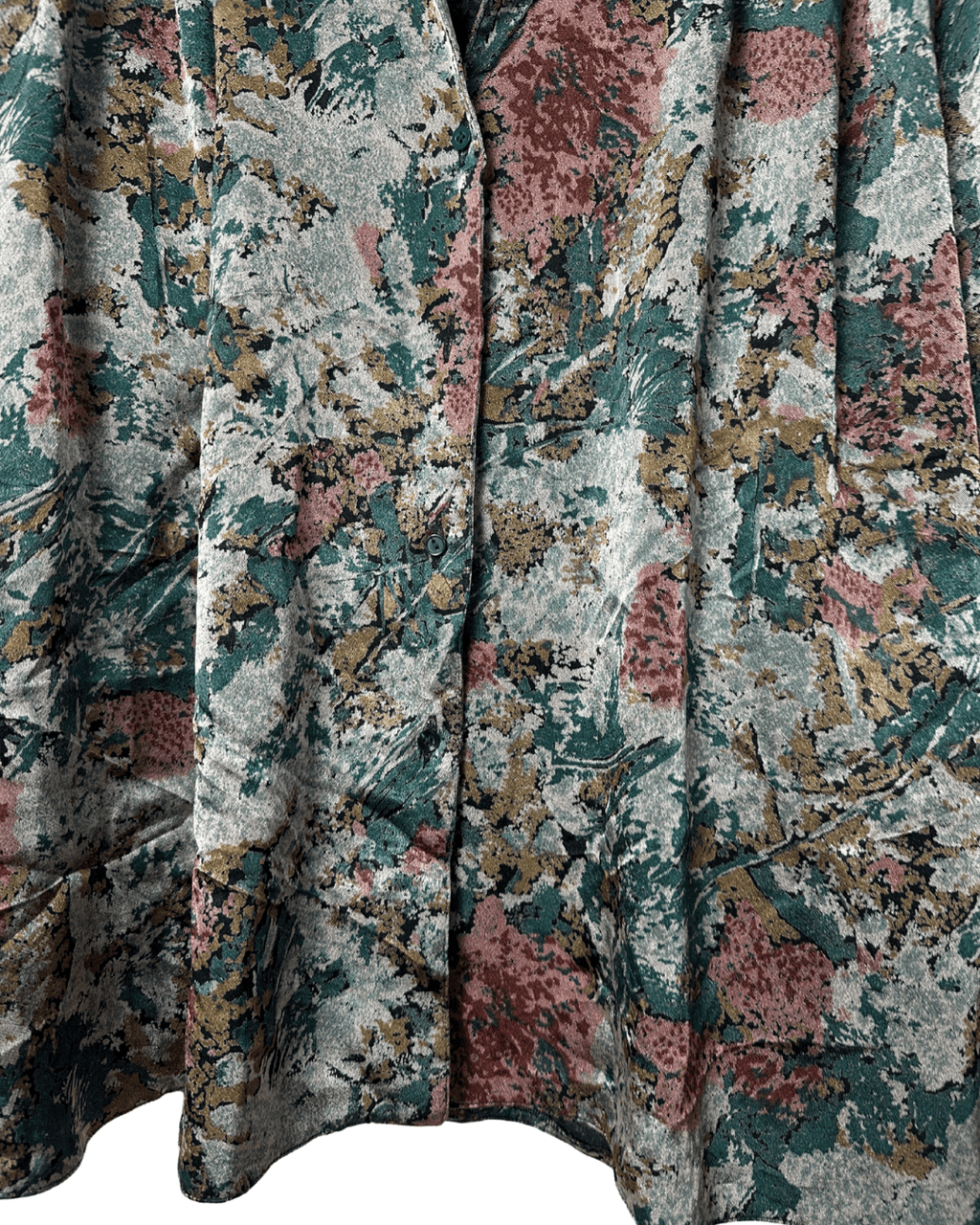 Vintage Doruk Abstract Jacquard Oversized Shirt Jacket with Belt Loops XL - Funkify
