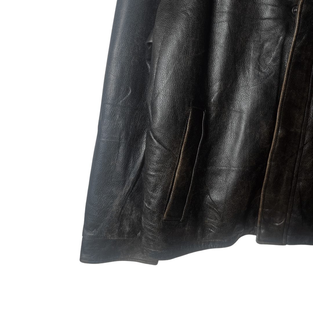 Vintage Eddie Bauer Brown Genuine Leather Jacket Large - Funkify