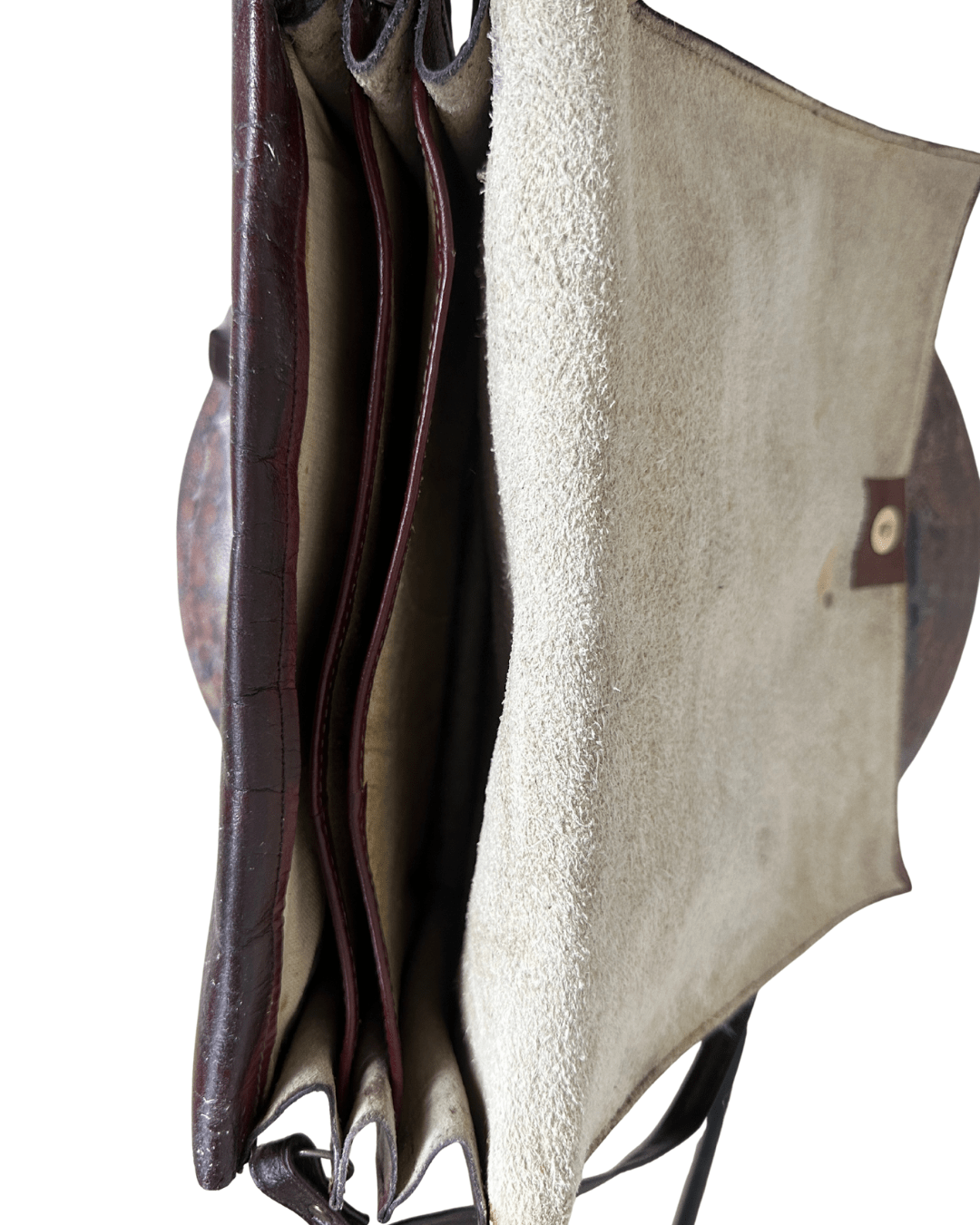 Vintage Egyptian Embossed Genuine Leather Burgundy Messenger Bag - Funkify