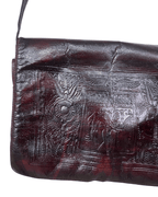 Vintage Egyptian Embossed Genuine Leather Burgundy Messenger Bag - Funkify