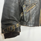 Vintage El Charro Distressed Genuine Leather Biker Jacket Small/ Medium - Funkify