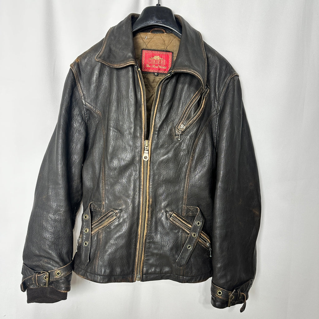Vintage El Charro Distressed Genuine Leather Biker Jacket Small/ Medium - Funkify