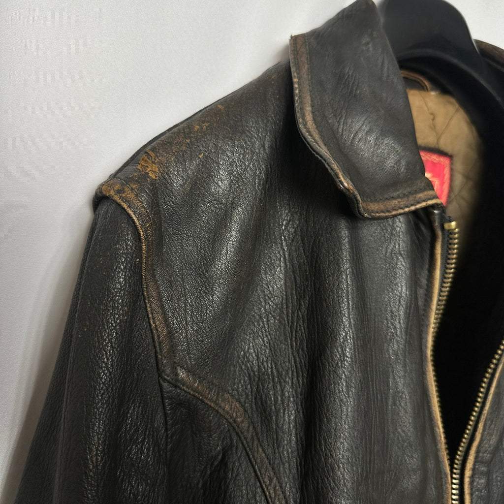 Vintage El Charro Distressed Genuine Leather Biker Jacket Small/ Medium - Funkify