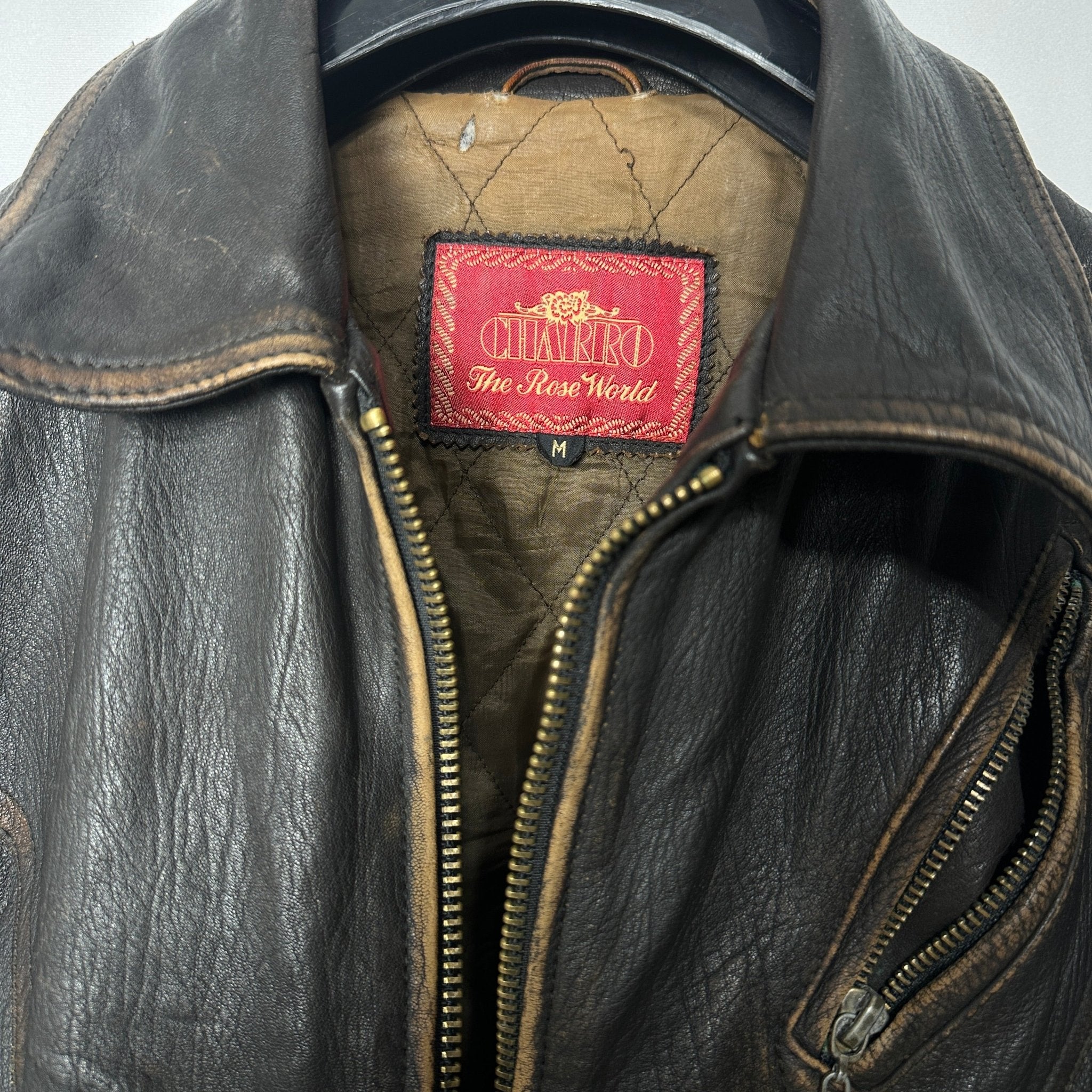 Vintage El Charro Distressed Genuine Leather Biker Jacket Small/ Medium - Funkify
