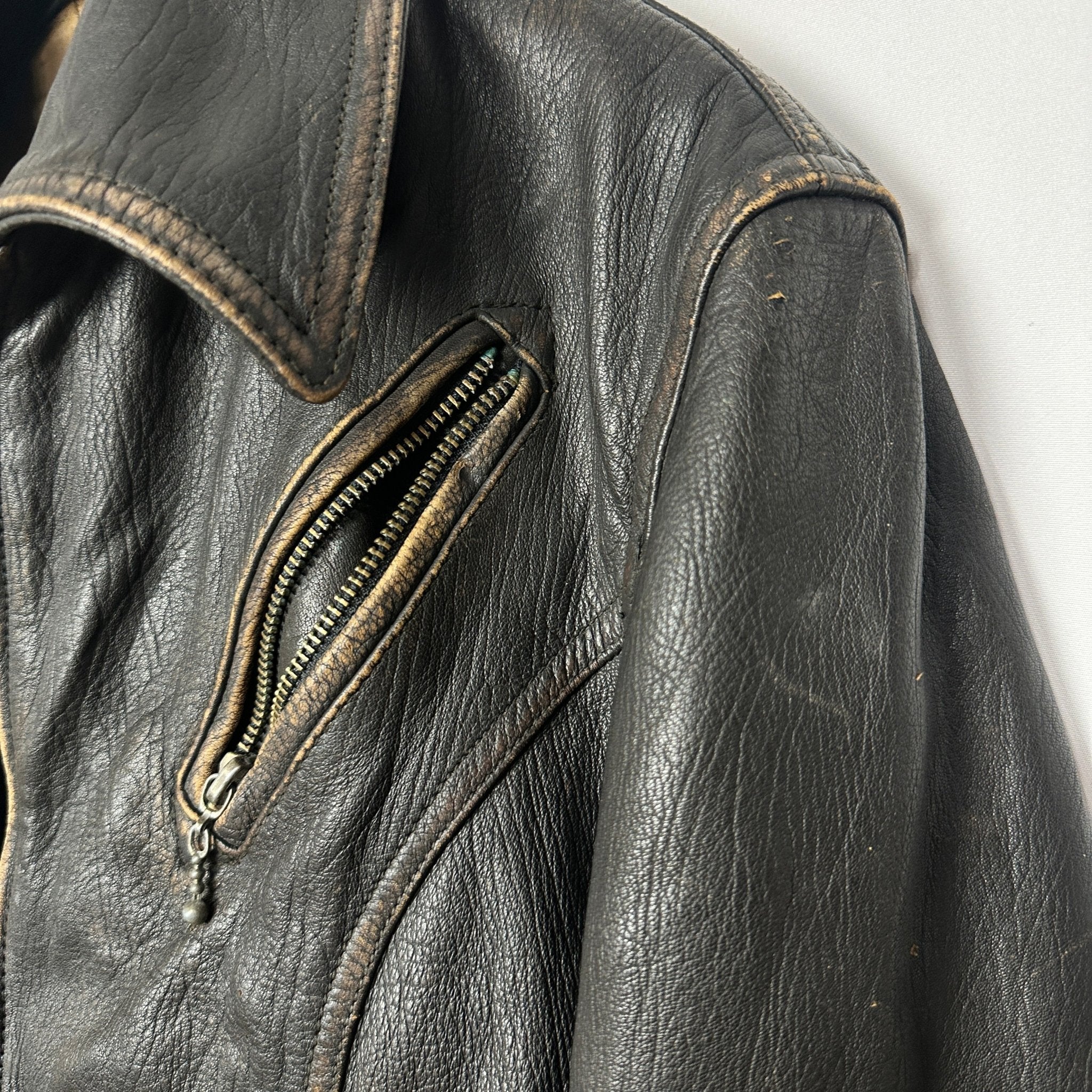 Vintage El Charro Distressed Genuine Leather Biker Jacket Small/ Medium - Funkify