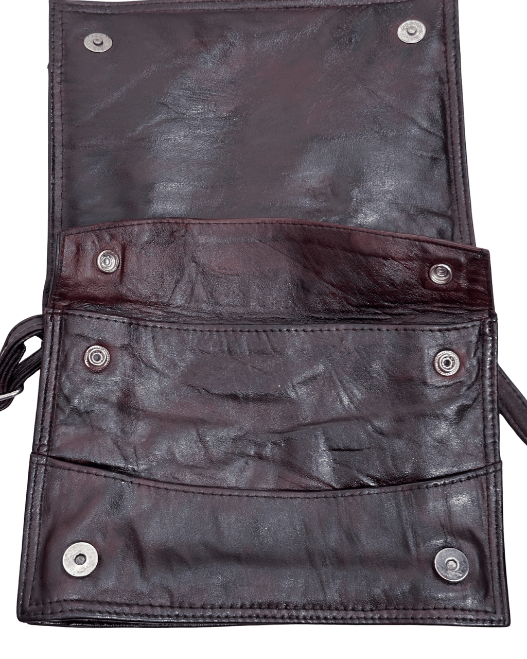 Vintage Embossed Egyptian Motif Burgundy Genuine Leather Crossbody Bag - Funkify