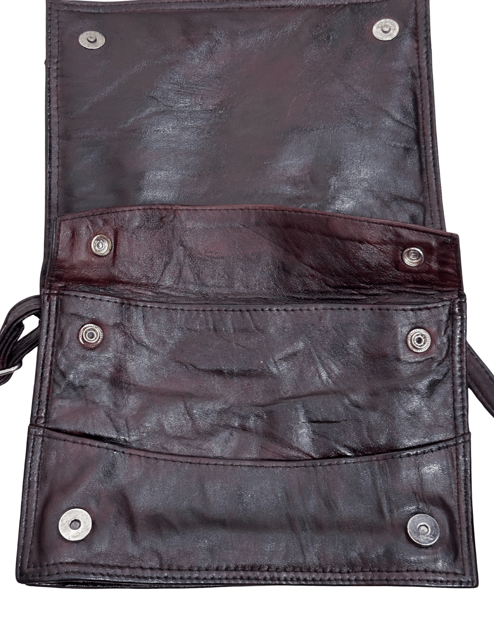 Vintage Embossed Egyptian Motif Burgundy Genuine Leather Crossbody Bag - Funkify