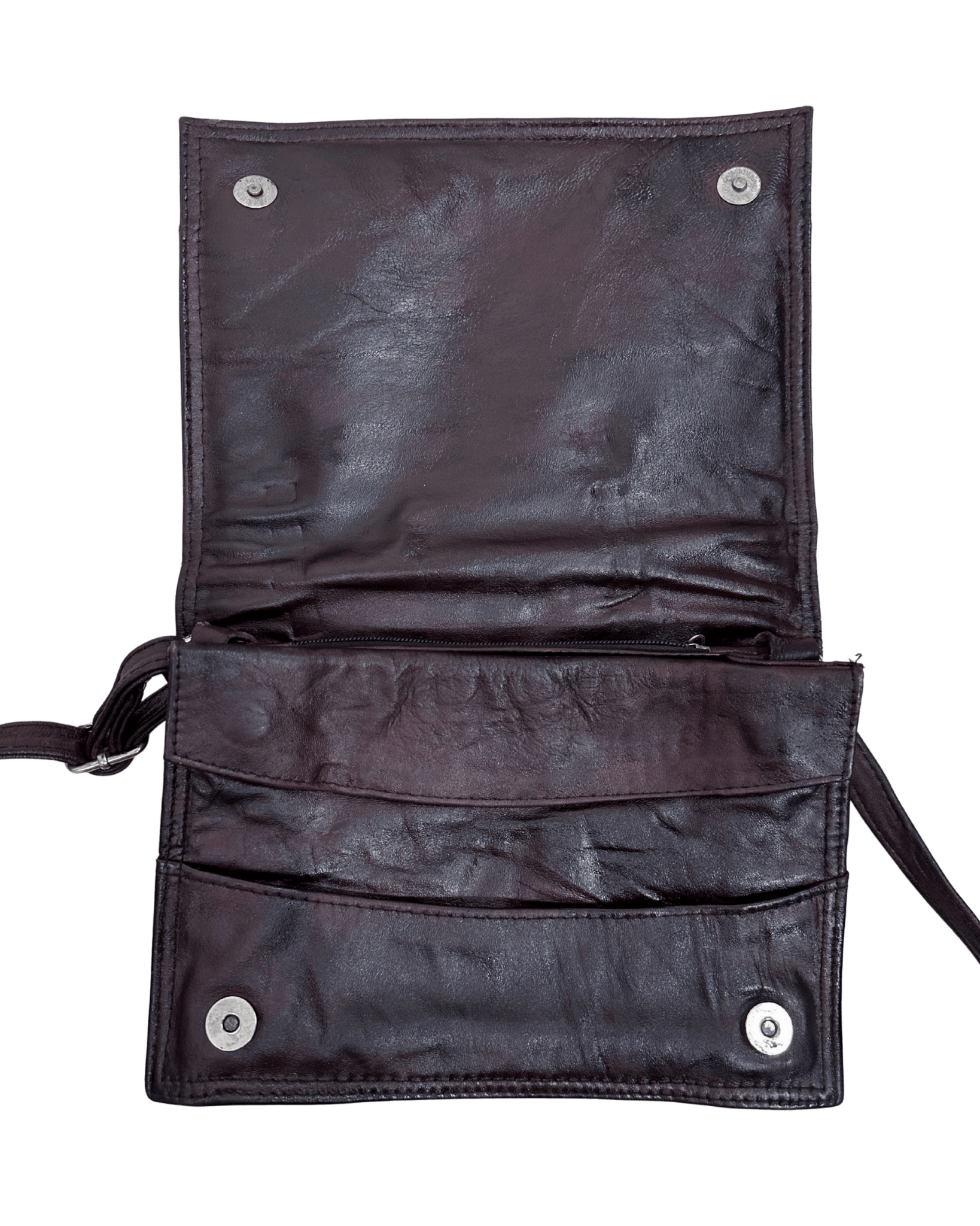 Vintage Embossed Egyptian Motif Burgundy Genuine Leather Crossbody Bag - Funkify