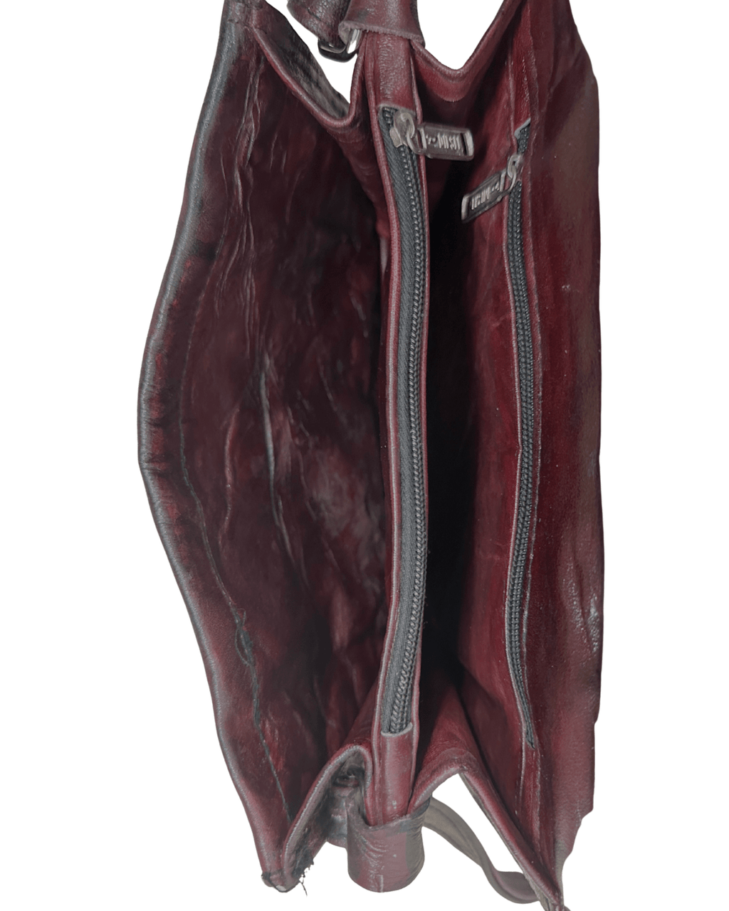Vintage Embossed Egyptian Motif Burgundy Genuine Leather Crossbody Bag - Funkify
