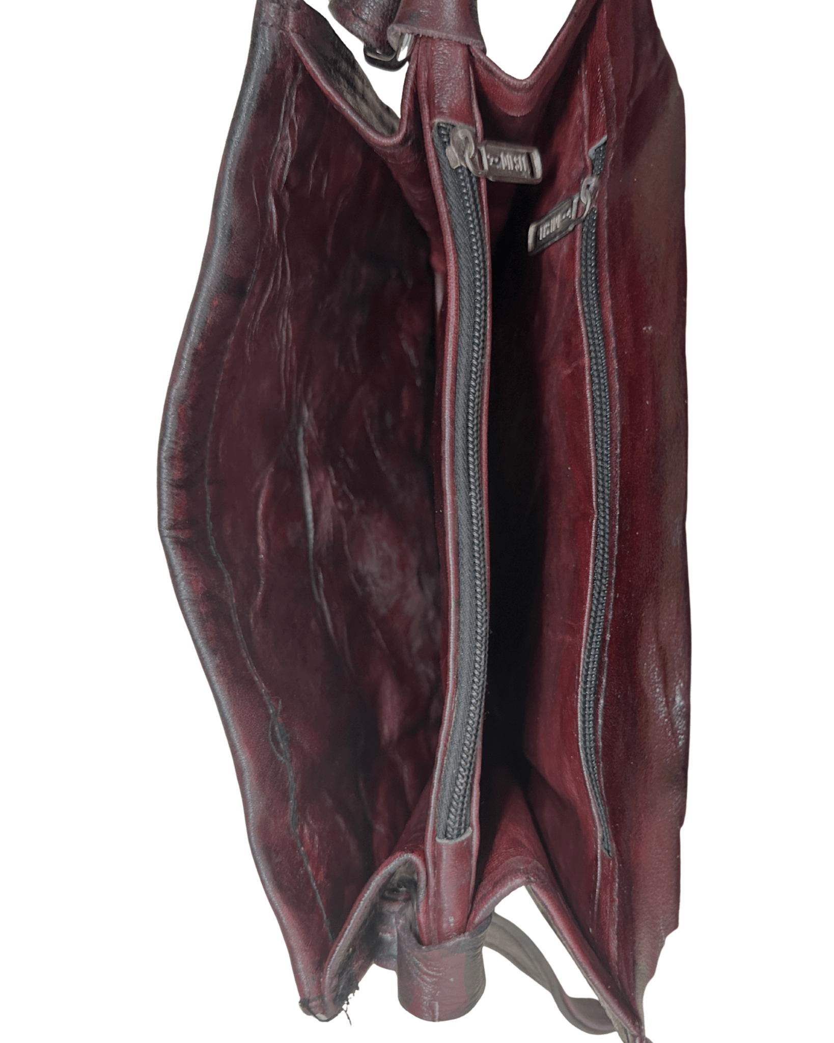 Vintage Embossed Egyptian Motif Burgundy Genuine Leather Crossbody Bag - Funkify