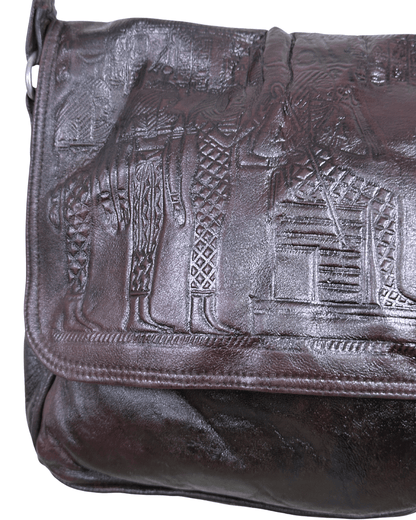 Vintage Embossed Egyptian Pharaonic Genuine Leather Bag - Funkify