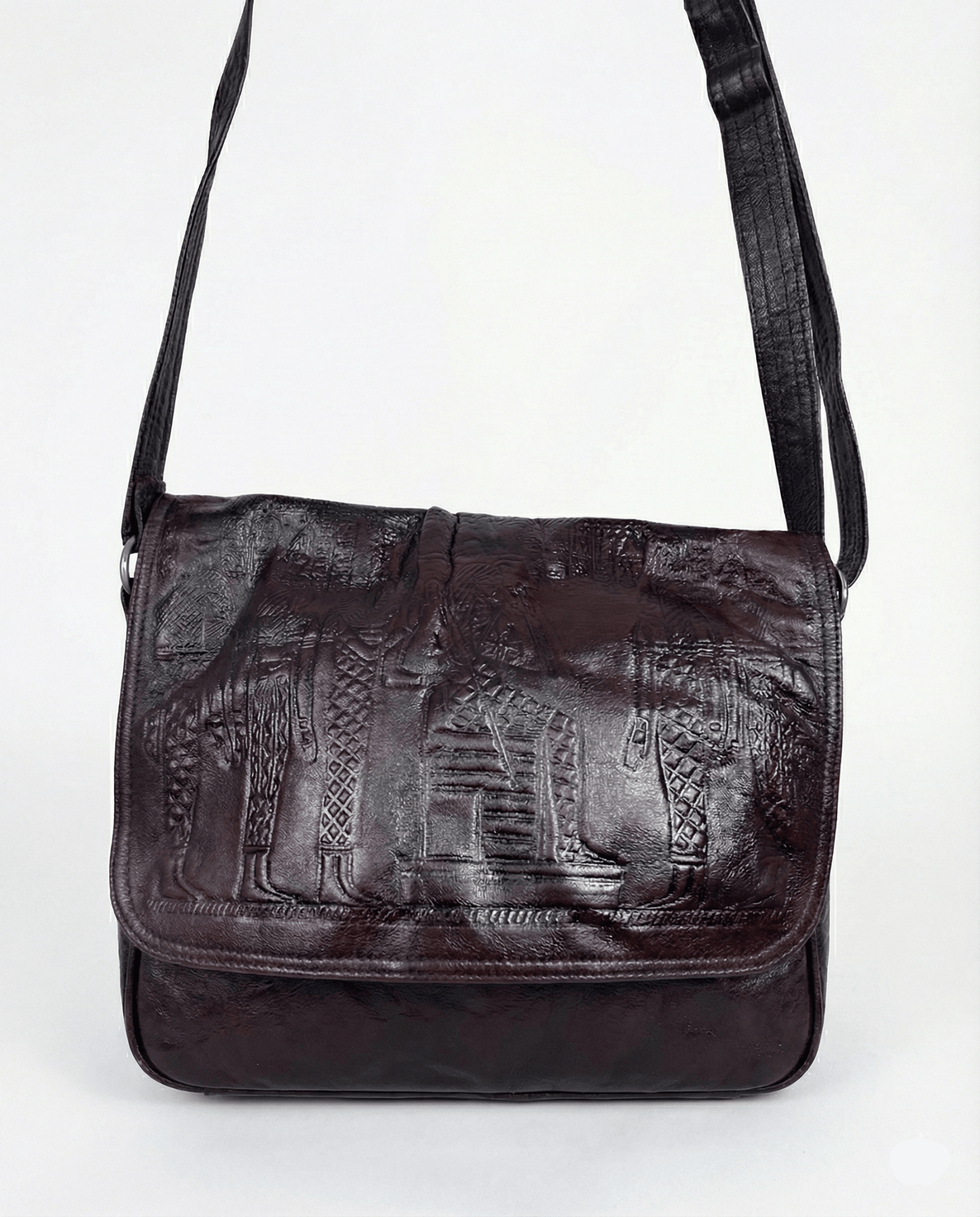 Vintage Embossed Egyptian Pharaonic Genuine Leather Bag - Funkify