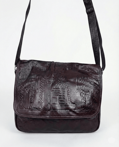 Vintage Embossed Egyptian Pharaonic Genuine Leather Bag - Funkify