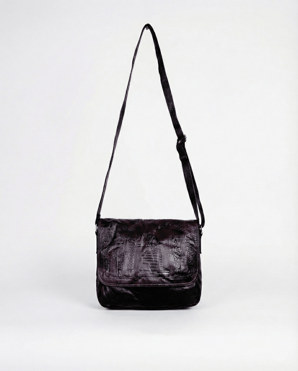 Vintage Embossed Egyptian Pharaonic Genuine Leather Bag - Funkify