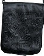 Vintage Embossed Pharaonic Genuine Leather Crossbody Bag - Funkify