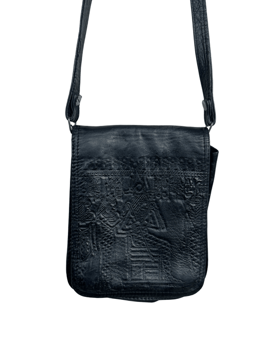 Vintage Embossed Pharaonic Genuine Leather Crossbody Bag - Funkify