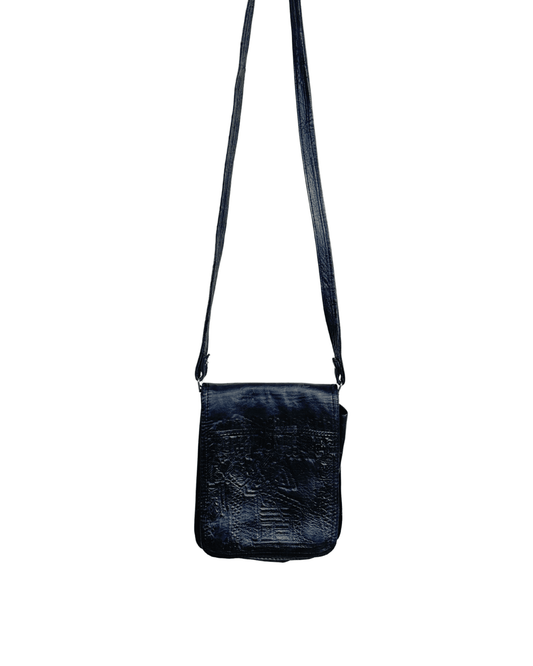 Vintage Embossed Pharaonic Genuine Leather Crossbody Bag - Funkify