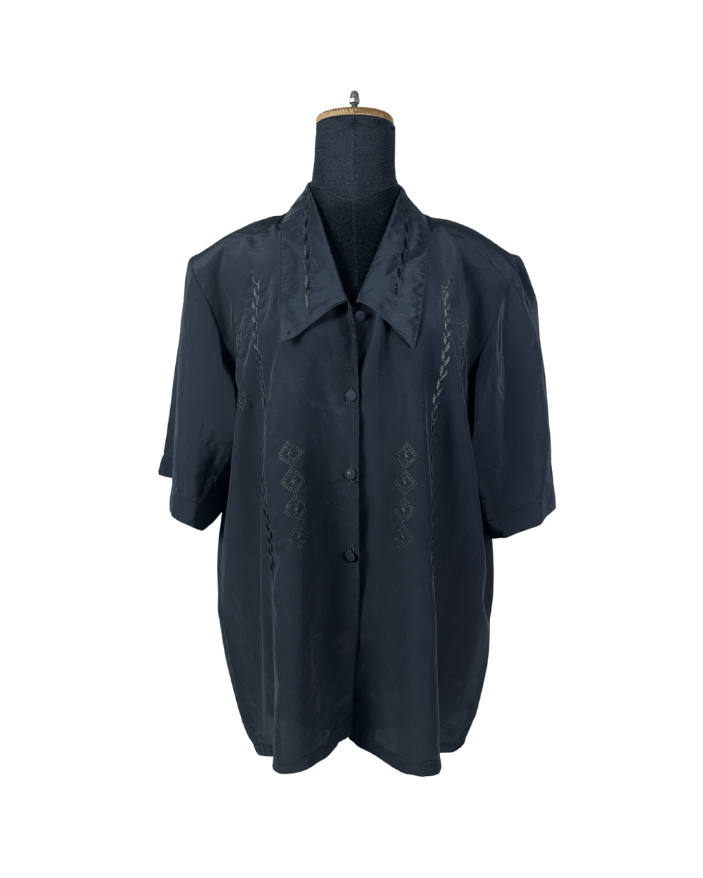 Vintage Embroidered Women's Shirt with Shoulder Pads - Funkify