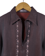 Vintage Embroidered Zip - Up Blouse - Funkify
